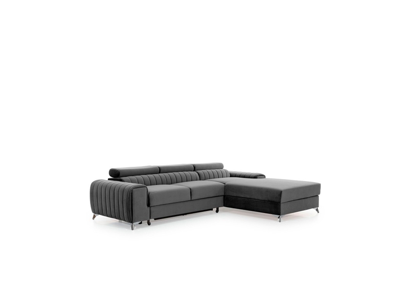 Canapé d'angle droit gris foncé convertible 3 places jayson avec couchage - Conforama D