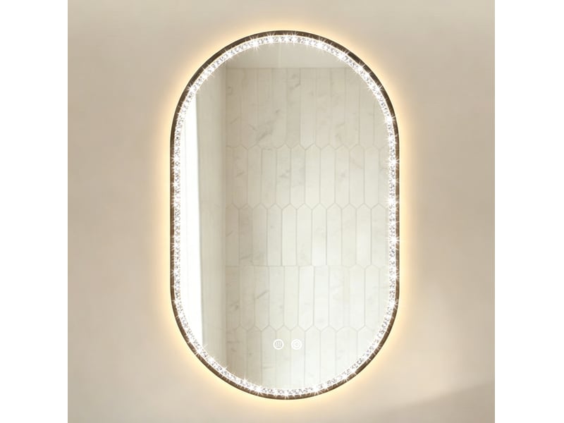  Miroir de salle de bains led ovale 50x80 cm – noir – anti-buée, 3 températures et intensité réglable  - Conforama B