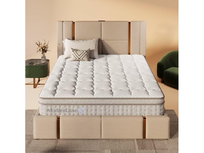  Matelas 180x200 cm, 25 cm d'épaisseur, hybride à ressorts ensachés et mousse froide, soutien mi-ferme, 7 zones  - Conforama B