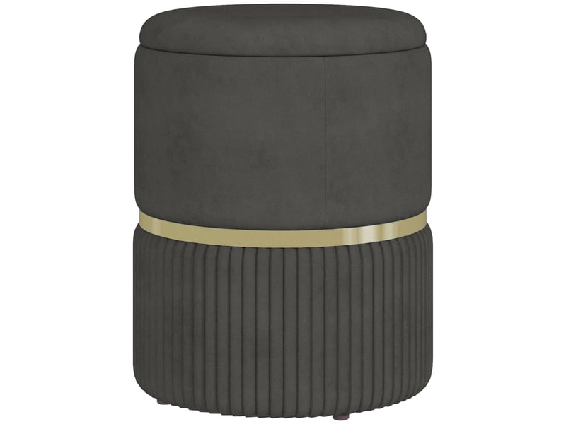  Pouf tabouret repose-pied coffre de rangement en velours côtelé 36 x 36 x 44 cm pour salon chambre gris  - Conforama A