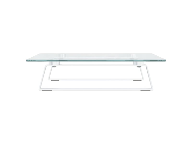 Support de moniteur table meuble bureau 40 x 35 x 8 cm verre trempé et métal blanc 02_0044861  - Conforama C