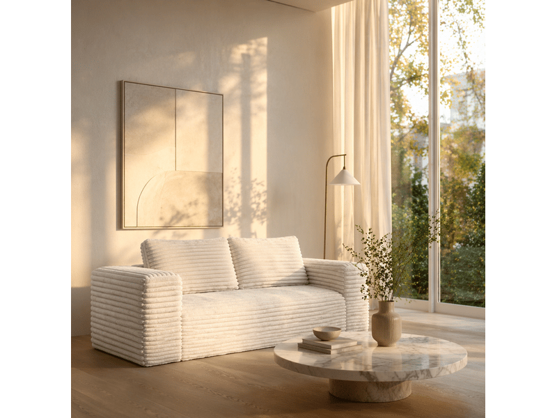  Canapé 2 places 160 x 88 x 58 cm en velours côtelé sans montage beige chicfurn  - Conforama C