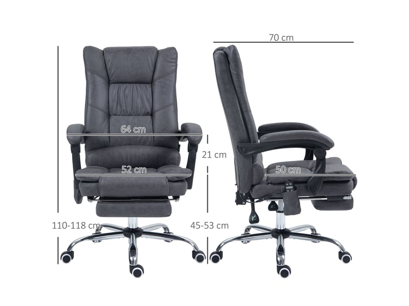  Fauteuil de massagefauteuil de bureau avec fonction massage, repose-pieds inclus, hauteur réglable, 64 cm x 70 cm x 118 cm, noir  - Conforama E