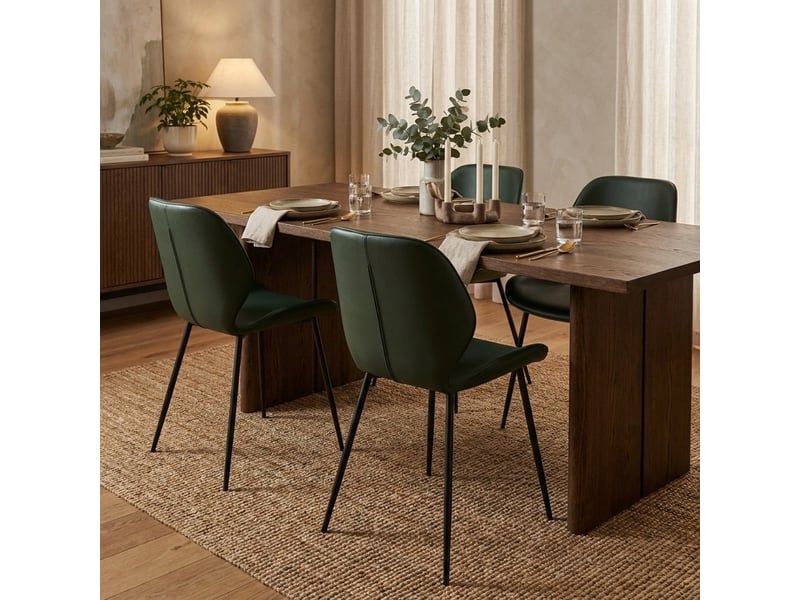  Lot de 4 chaises de salle à manger rembourrées soft-touch callisto - vert foncé  - Conforama B