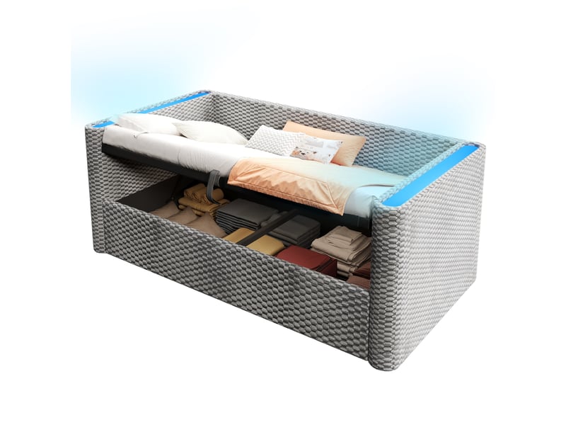  Lit jour, en velours, gris, 90 x 200 cm  - Conforama A