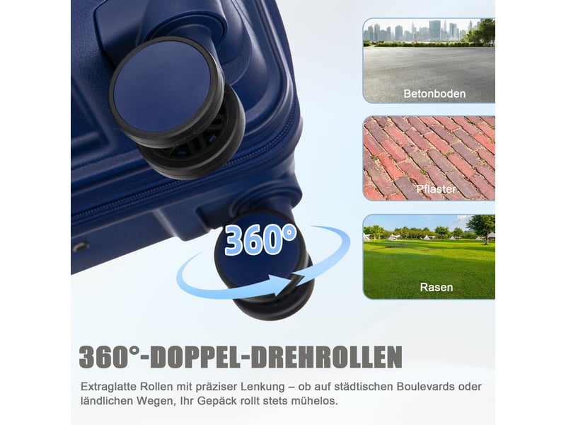  Lot de 3 valises rigides,202428 pouces,avec serrure,polypropylène,bleu  - Conforama E