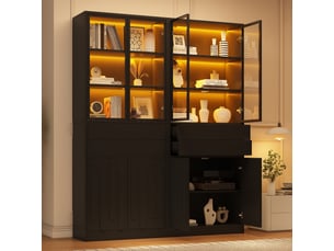Vitrine coloris noir 14 étagère(s) <strong></strong> <strong>Fay Lum</strong> - 140 cmx180 cm