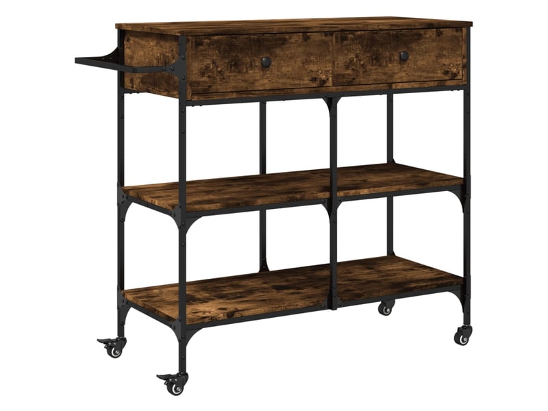  Desserte de cuisine, chariot de rangement chêne fumé 105x42x95 cm bois d'ingénierie  - Conforama A