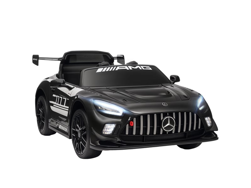  Voiture électrique mercedes pour enfants, batterie 12 v, lumières led, fonction musicale, klaxon, 3-8 ans, noire  - Conforama A