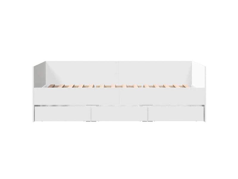  Lit simple- lit adulte -  lit de jour avec tiroirs sans matelas blanc 100x200 cm  - Conforama C