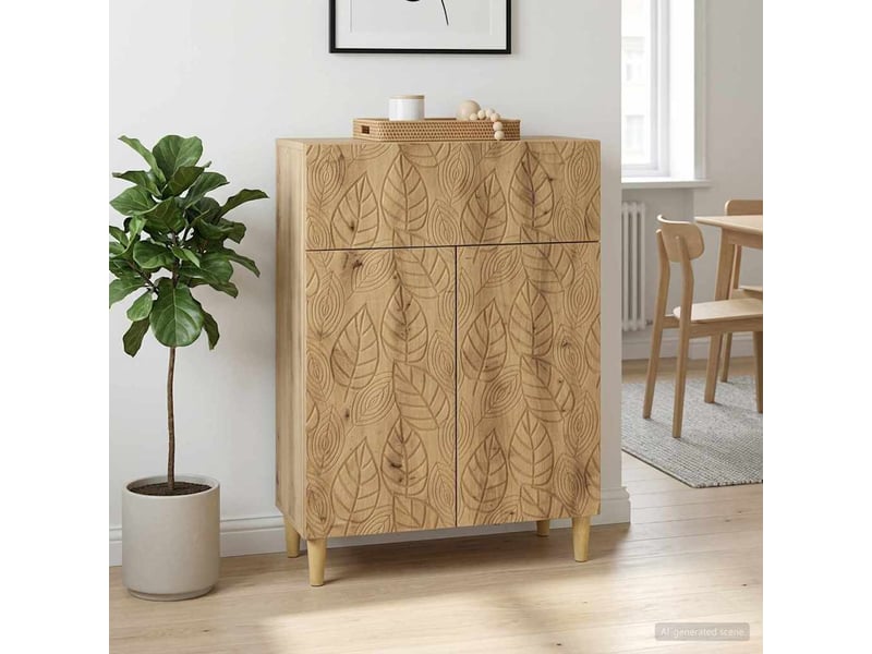  Buffet - bahut - meuble de rangement chêne artisanal 66 x 34,5 x 90 cm bois d'ingénierie  - Conforama C