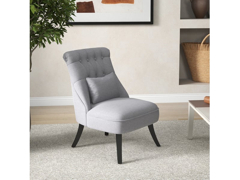  Fauteuil relax 52,5x69x77 cm avec coussin de dossier lin gris  - Conforama B