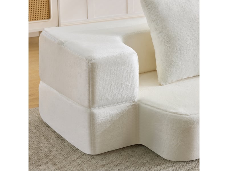  Canapé droit 2 places blanc - canapé moderne avec coussins inclus, confort mousse et ressorts, idéal salon et chambre  - Conforama D