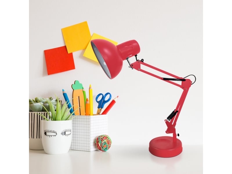  Lampe de bureau fabrilamp rutilo rouge 1 x e27 articulée 57x39x15 cm 140371007 - Conforama C