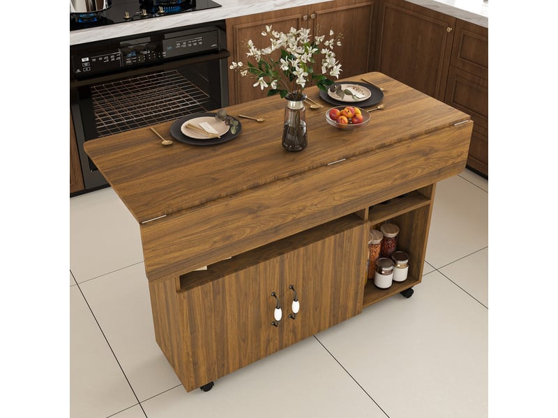 Table à manger pliante mobile 110x70x80 cm en mdf finition noyer clair - Conforama B