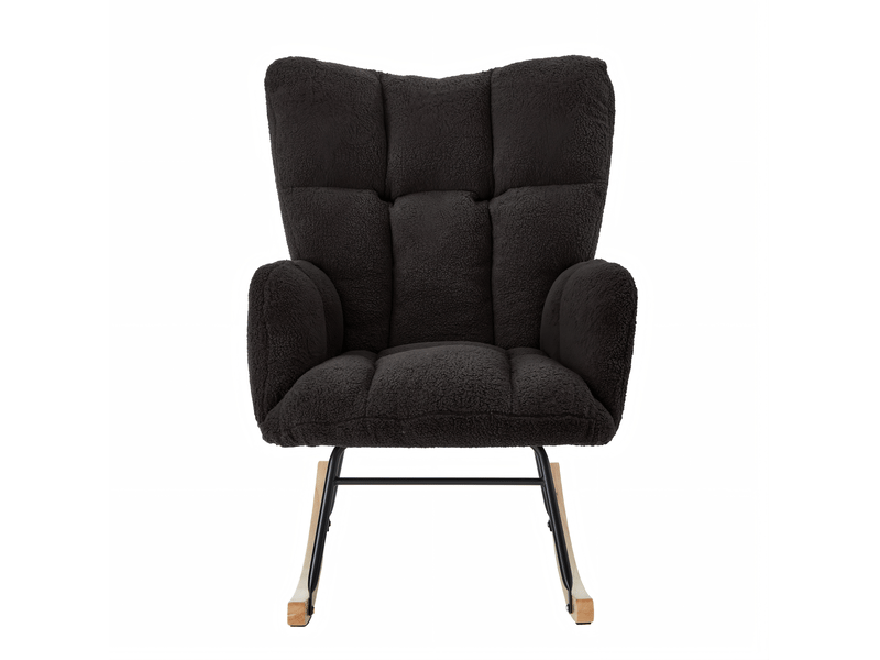 Fauteuil à bascule ulevr scandinave 69 x 89 x 101 cm, assise en polyester gris foncé, structure métallique et patins en bois  - Conforama A