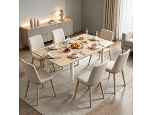 Table à manger pliante extensible 2 à 6 personnes 74-134 cm, chêne et blanc