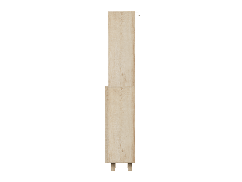 Meuble salle de bain chêne 162,5 cm, armoire lave-linge avec portes et étagères ouvertes - Conforama E