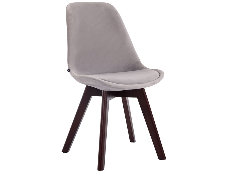 Lot de 4 chaises de salle à manger design scandinave en velours gris et piètement à 4 pieds en bois foncé 10_0008657  - Conforama B