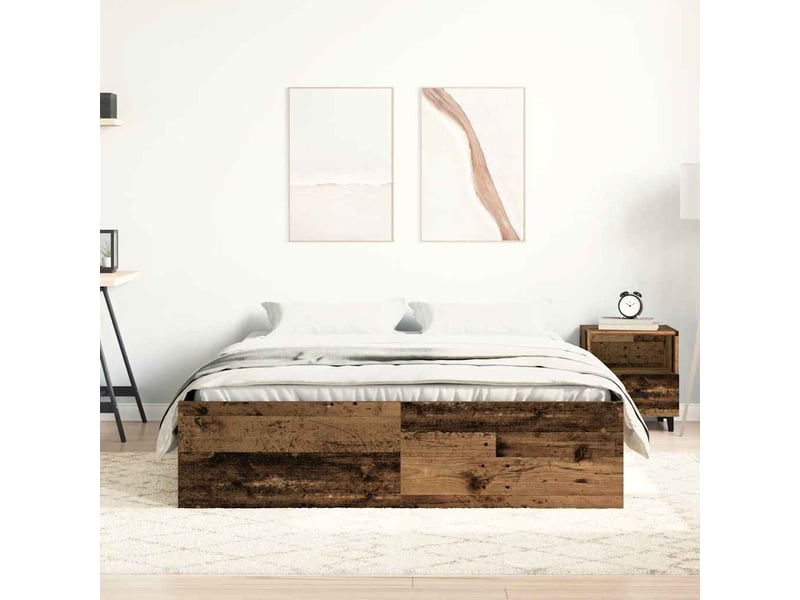  Lit double- lit adulte -  cadre de lit sans matelas vieux bois 120x190 cm bois ingénierie  - Conforama B