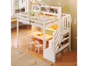 Lit mezzanine 90x200 cm <strong>OKMYHOME</strong>  <strong></strong> coloris blanc