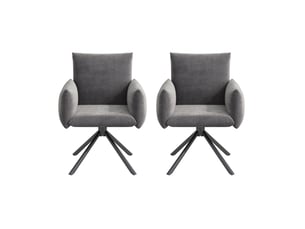 Lot de 2 chaises de salle à manger pivotantes 360° en velours gris avec pieds en métal