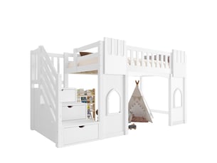 Lit mezzanine 90x200 cm <strong>SAPGAKS</strong>  <strong></strong> coloris blanc