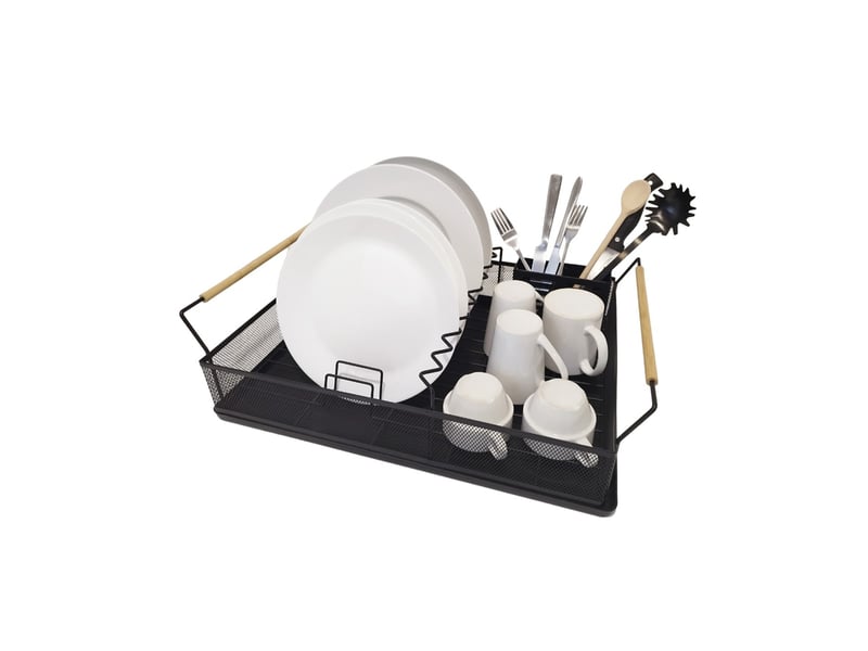 Egouttoir vaisselle en métal noir 53,5 x 38 x 15 cm 50878 - Conforama E