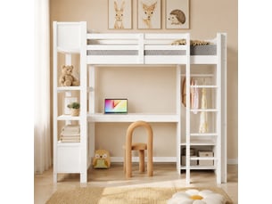 Lit mezzanine 90x200 cm <strong>MODENUIT </strong>  <strong></strong> coloris blanc