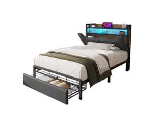 Lit avec rangement 90x200 cm TCQPZ   coloris gris