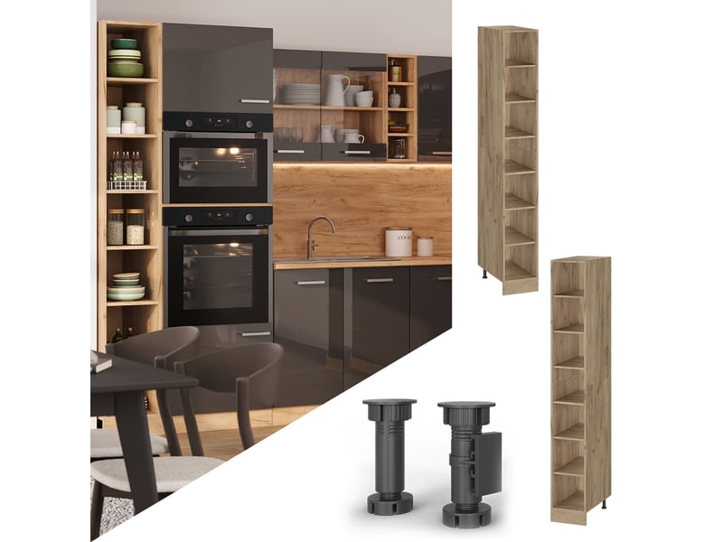  Vicco etagère de cuisine, chêne doréchêne doré, 30cm avec 7 compartiments  - Conforama C