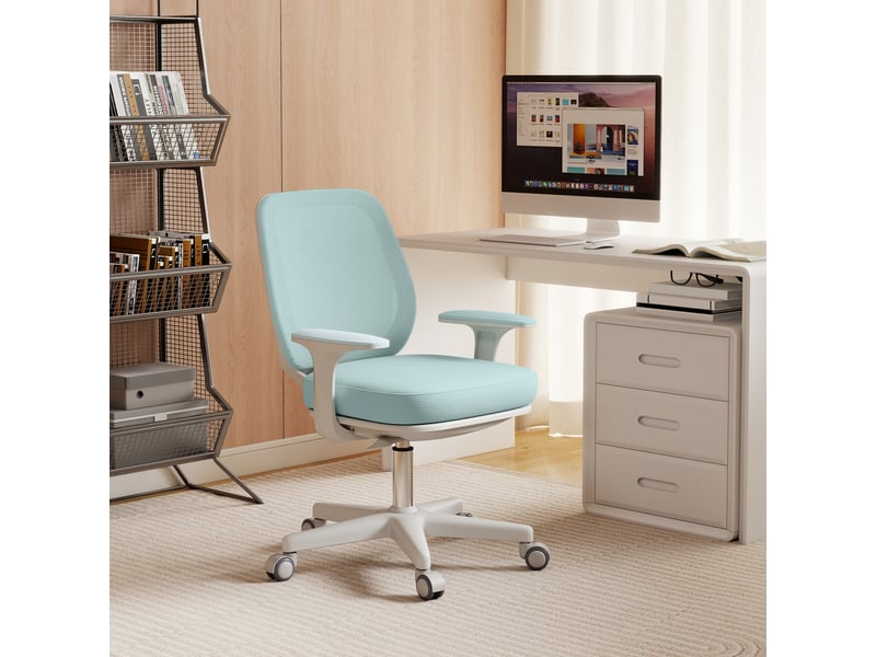  Fauteuil de bureau, chaise de bureau ergonomique en maille, hauteur réglable, 55x48x82,5-94,5cm, vert  - Conforama C