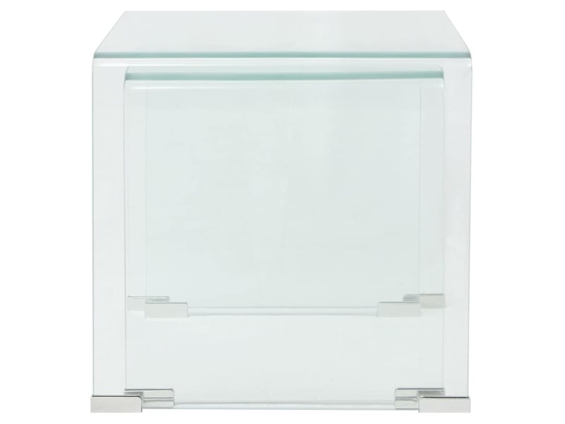  Ensemble de tables gigognes 2 pièces - table de salon - table à thé verre trempé transparent  - Conforama E