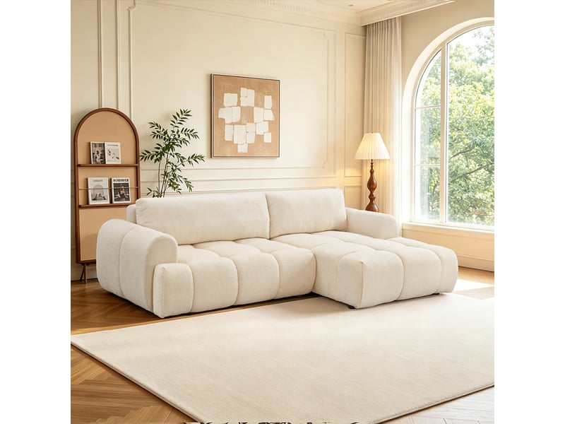  Canapé nuage convertible 4 places en tissu bouclette beige palms  - Conforama B