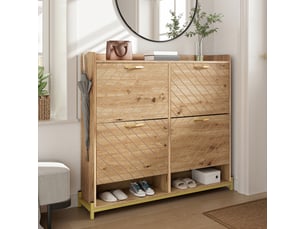 Meuble à chaussures étroit 108,5 x 24 x 100 cm, armoire rangement 4 portes pour petit couloir, capacité optimale et design contemporain en imitation bois