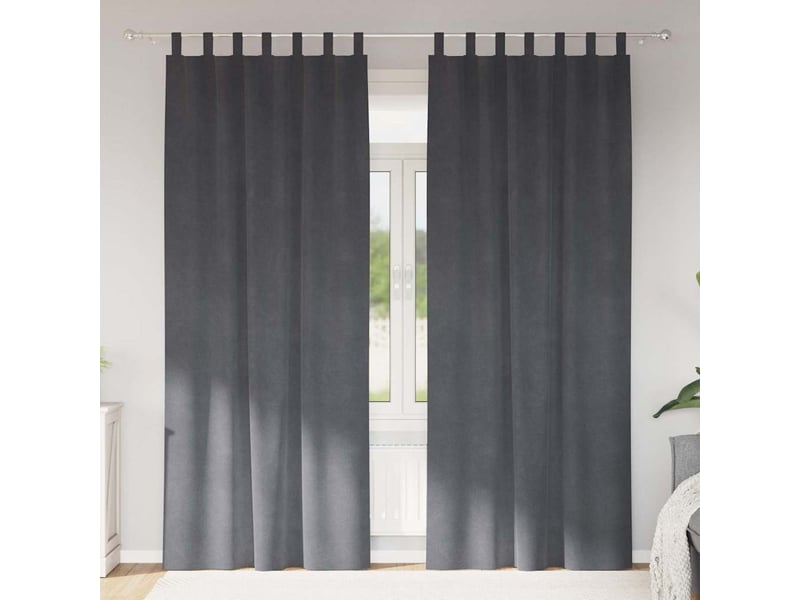  Lot de 2 rideaux, rideaux de fenêtre gris clair 140 x 245 cm velours cf44049  - Conforama B