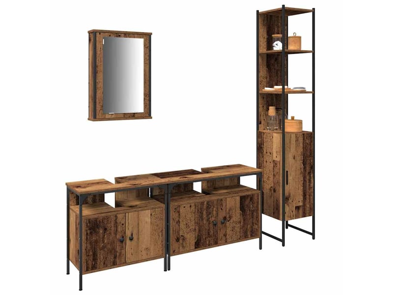 Ensemble de mobilier de salle de bain 4 pc bois ancien cf64494 - Conforama C