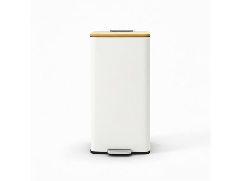  Poubelle de cuisine 20 l 29,5x29,5x56,8 cm fermeture douce métal blanc  - Conforama A