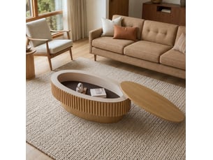Table basse ovale coloris naturel <strong>DESMIU</strong> <strong></strong> - 60 cmx98 cm