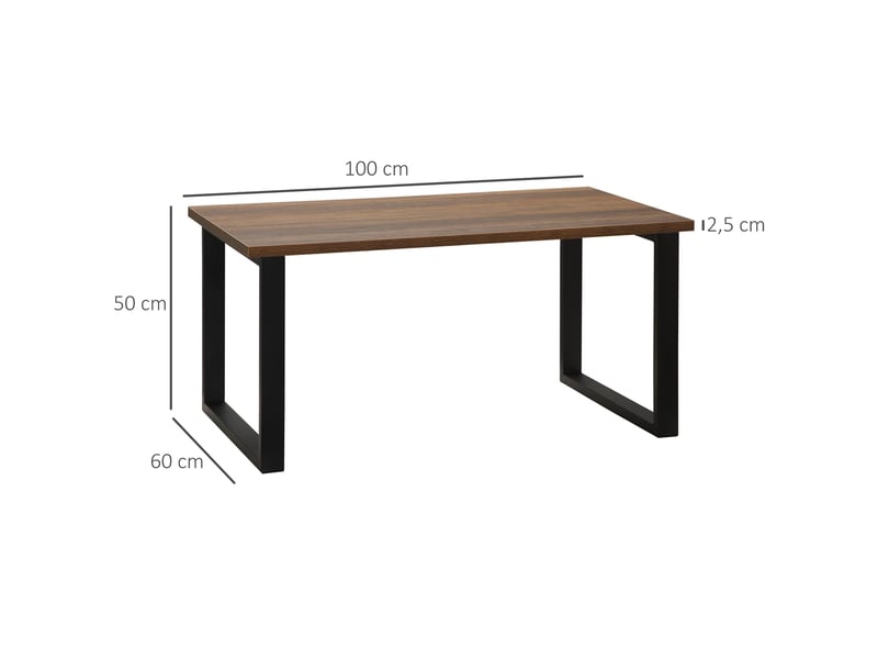  Table basse rectangulaire table de salon style industriel pied métal et plateau 100 x 60 x 50 cm aspect bois  - Conforama C
