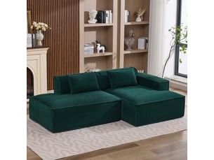 Canapé d'angle réversible convertible <strong>SAPGAKS</strong> <strong></strong> 3 places Coton / Polyester vert