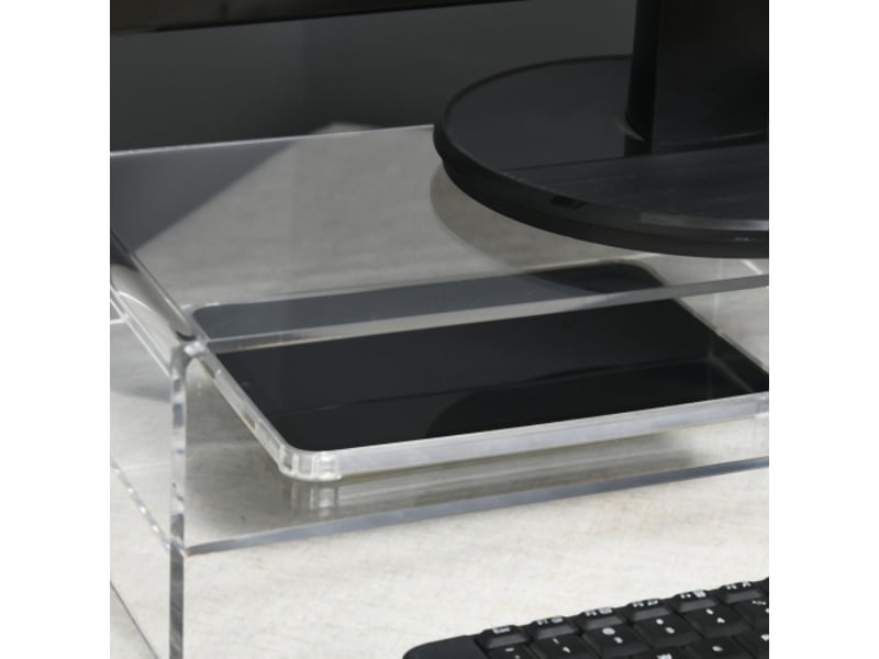  Support écran 2 niveaux en acrylique transparent avec rangement clavier, 50,8x19x12 cm  - Conforama D