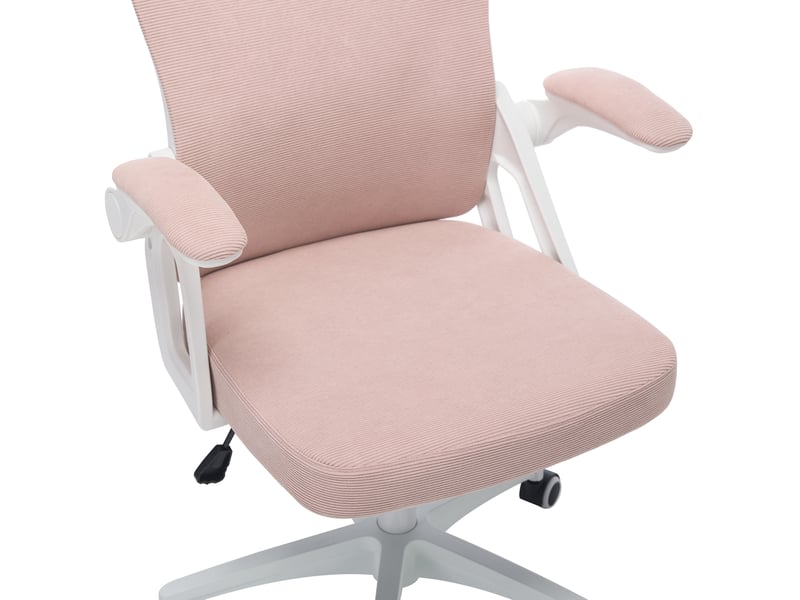  Chaise de bureau ergonomique rose en maille, avec soutien lombaire, appui-tête et accoudoirs réglables  - Conforama D