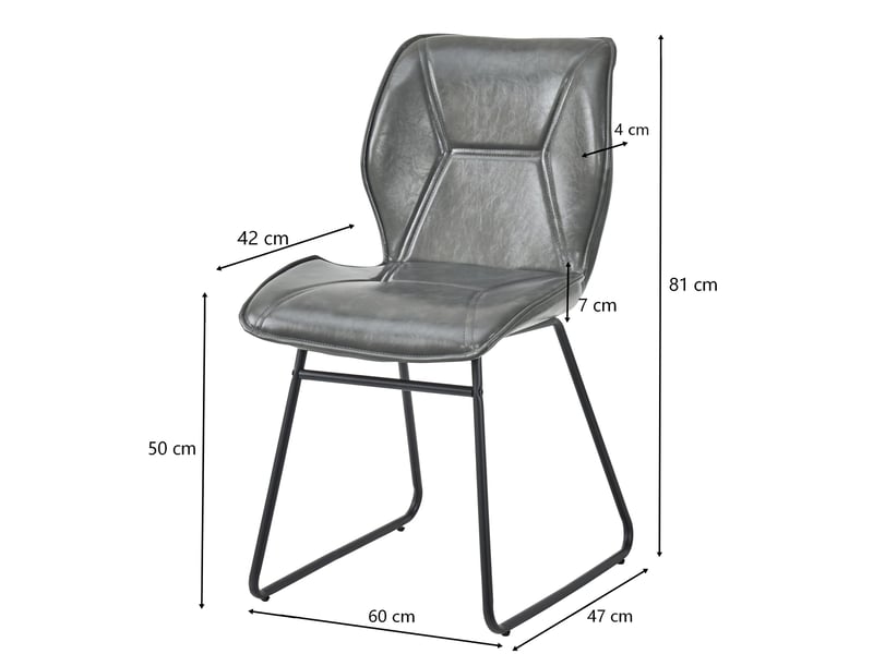  Lot de 2 chaises de salle à manger,60x47,5x81,5 cm,similicuir,gris  - Conforama C