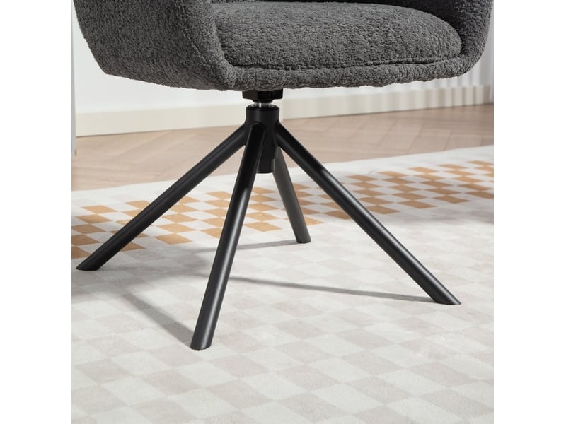  Fauteuil pivotant avec coque rembourrée et accoudoirs, pieds métalliques en polyester gris, 58,5 × 59 × 78,5 cm  - Conforama E