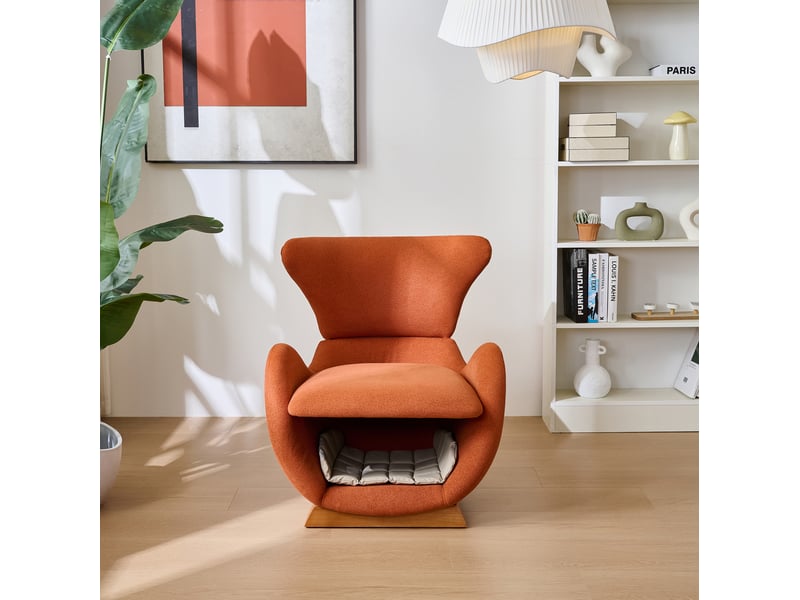  Fauteuil avec niche intégrée ou petit chien, assise rembourrée en tissu résistant aux griffures rouge brique  - Conforama C