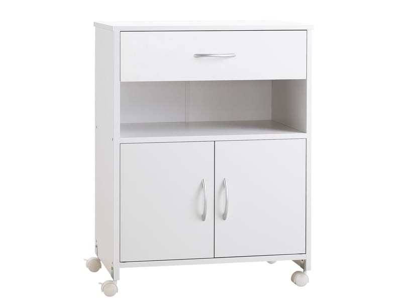  Support pour imprimante à 4 roulettes, tiroir et armoire, 60 x 39 x 80 cm - blanc  - Conforama A