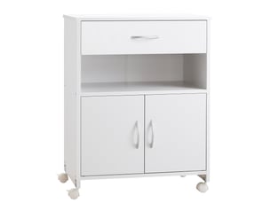 Support pour imprimante à 4 roulettes, tiroir et armoire, 60 x 39 x 80 cm - blanc