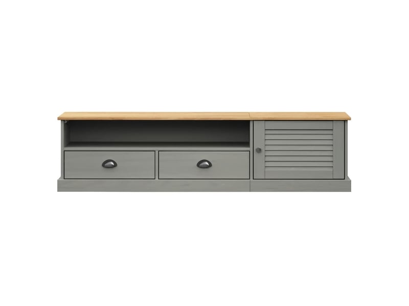  Meuble tv - banc tv - meuble de rangement vigo gris 156x40x40 cm bois massif de pin  - Conforama E