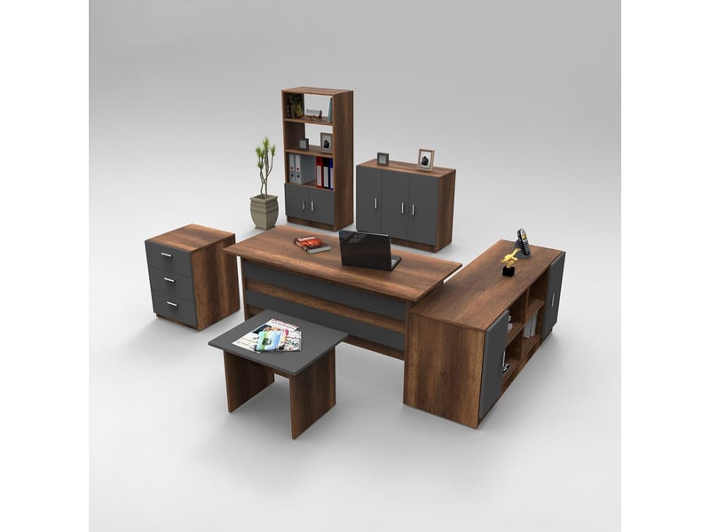 Ensemble de mobilier de bureau avec bureau et rangements korithor - Conforama A